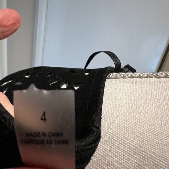 T Tahari Black Laser Cut Scallop Trim Midi Dress, Size 4 - Picture 15 of 16